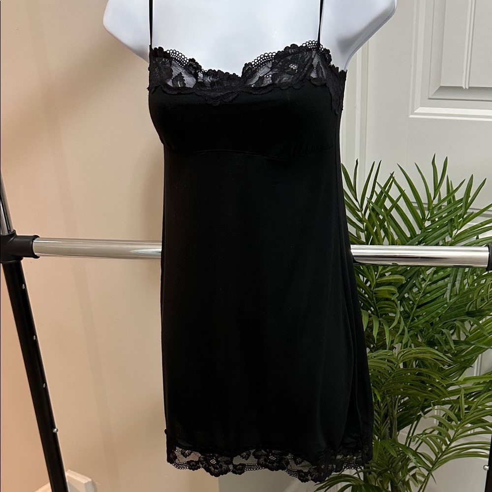 Victoria's Secret Black Lace Trim Chemise